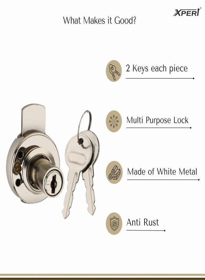 Xpert Multi Purpose Lock 4 Pc - Round Hi-Neck Silver - Drawer, Cupboard, Wardrobe Lock with Key - Anti-Corrosion, Rust Proof, Weather Resistant - Image 2